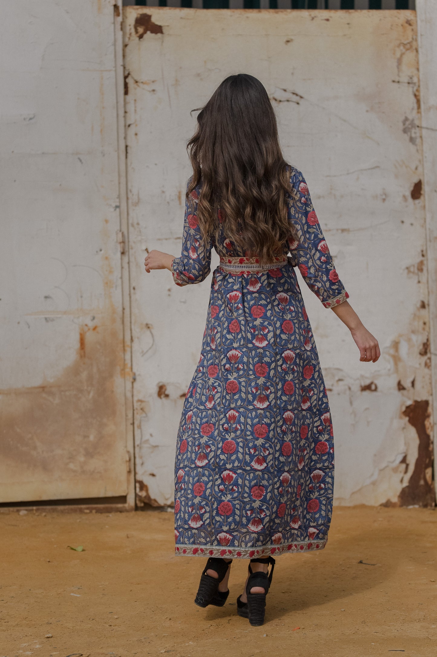 Vestido Lyra Marino y Rojo