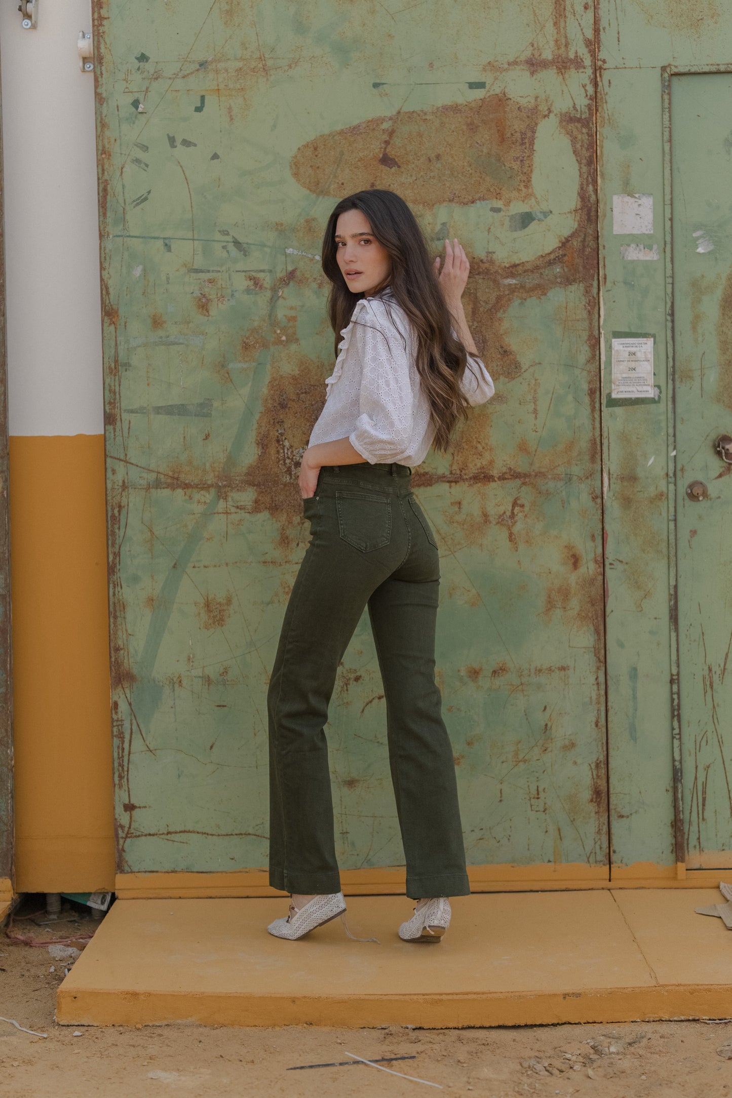 Pantalon Flare verde