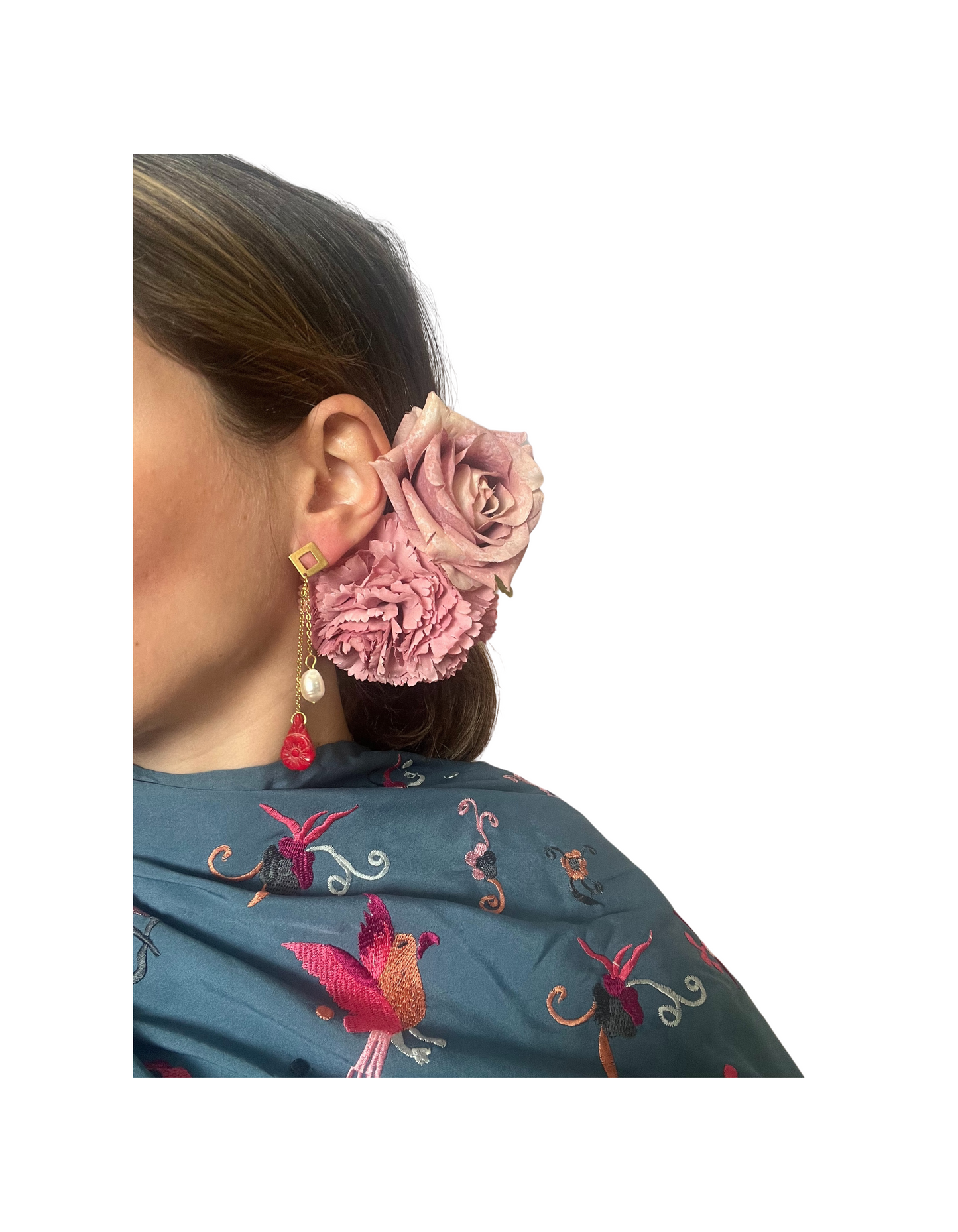 Pendiente Coral Tallado