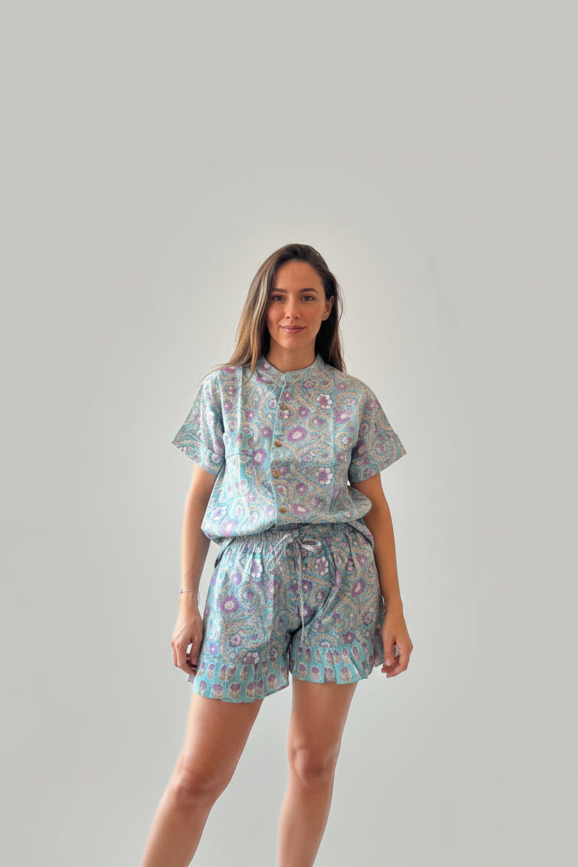 Pijama corto Ariadna turquesa