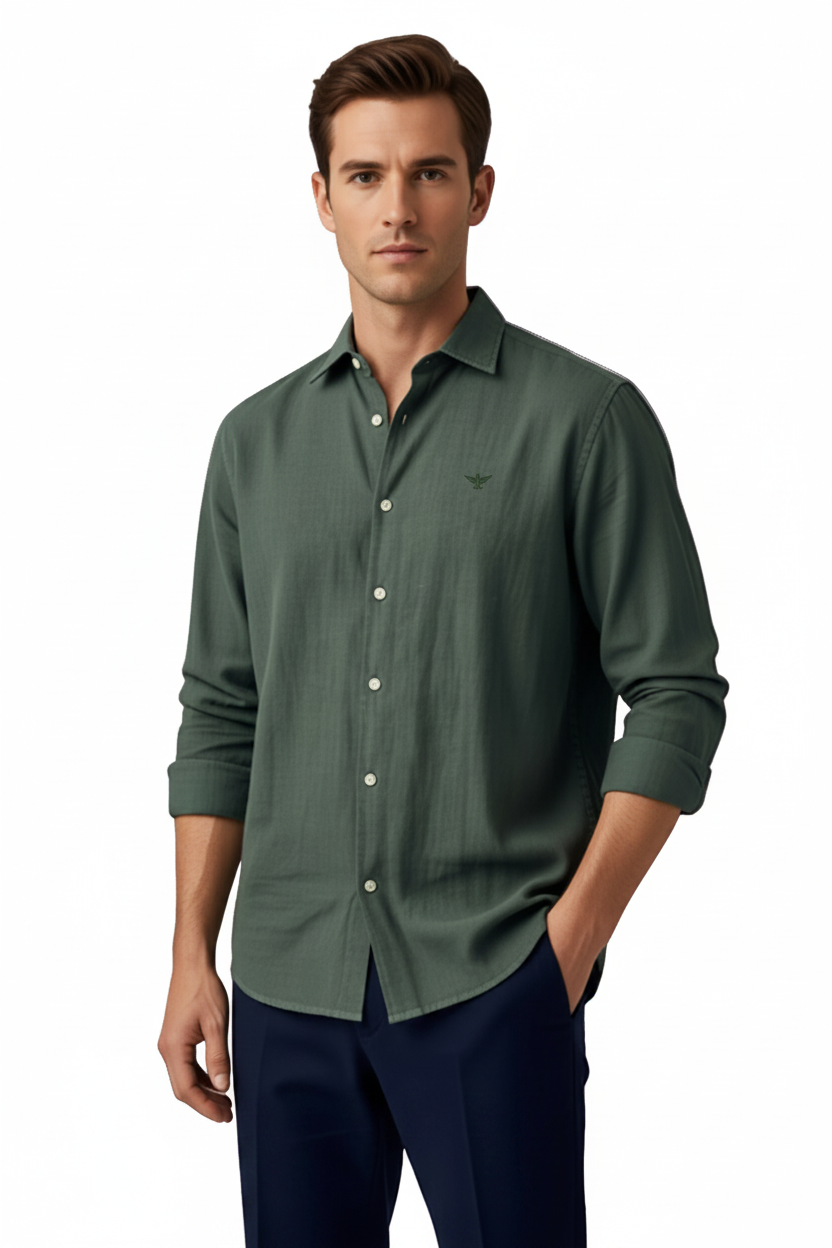 CAMISA LINO SALMÓN