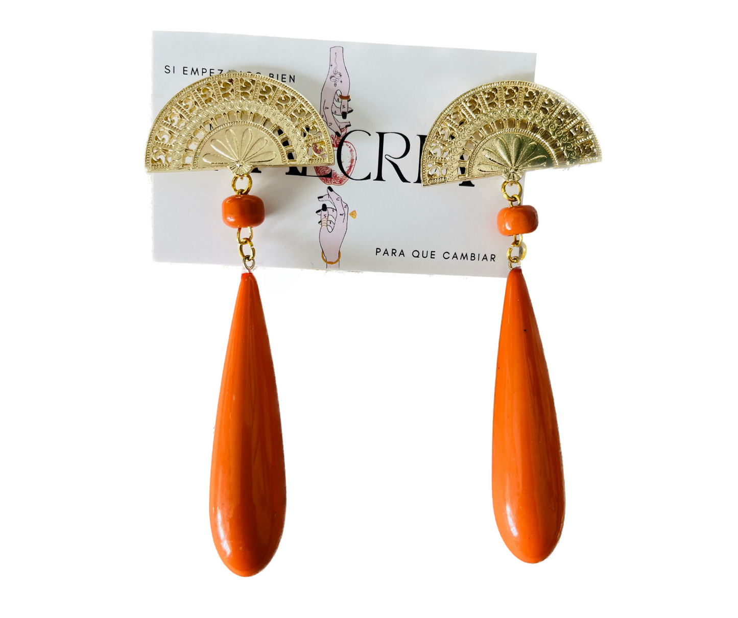 Pendientes Abanico Naranja - Malcriá