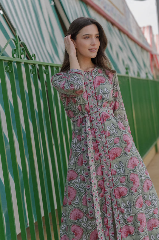 Vestido Lyra Rosa y Verde