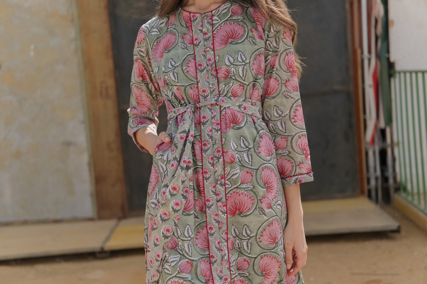 Vestido Lyra Rosa y Verde