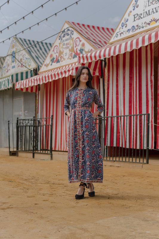 Vestido Lyra Marino y Rojo