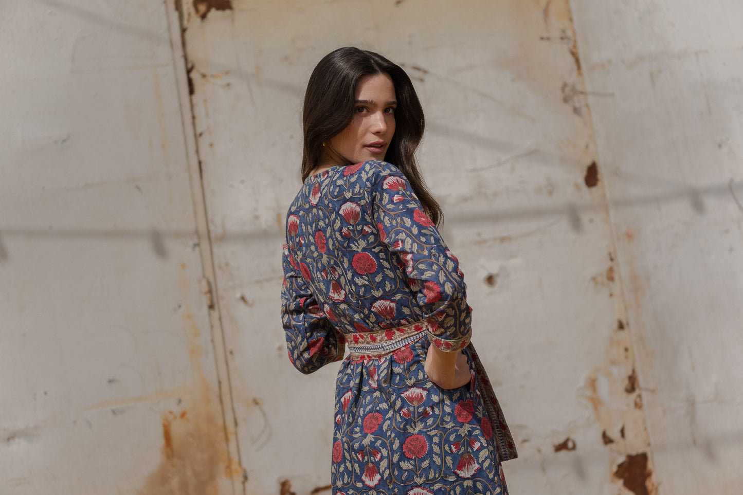 Vestido Lyra Marino y Rojo
