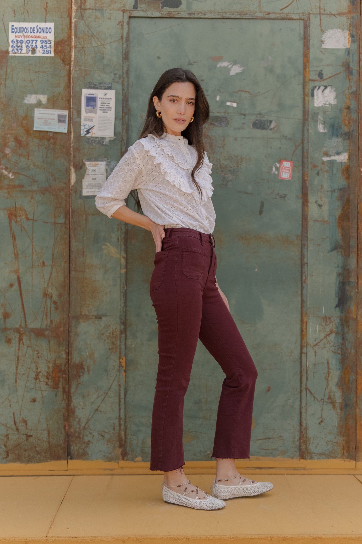 Pantalon Flare Burgundi