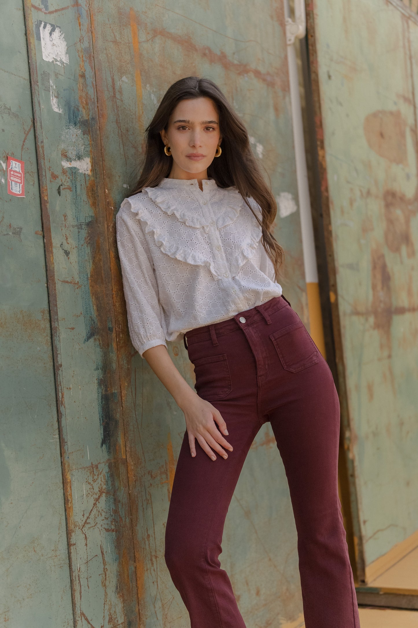 Pantalon Flare Burgundi