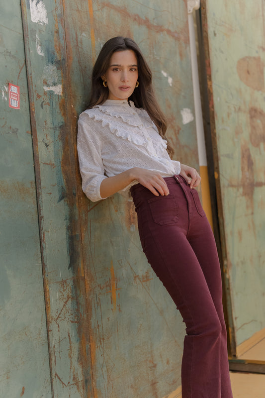 Pantalon Flare Burgundi