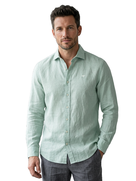 CAMISA LINO CELESTE
