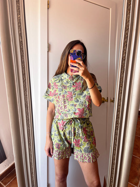 Pijama corto Ariadna verde