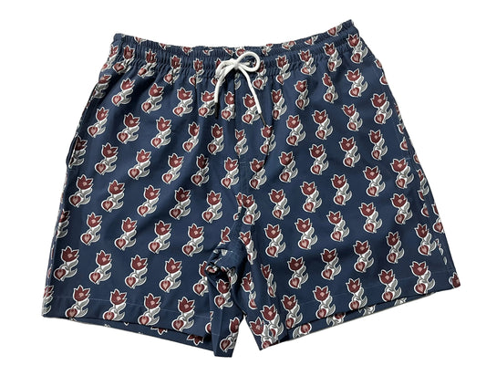 BAÑADOR Marino con Flores Granates