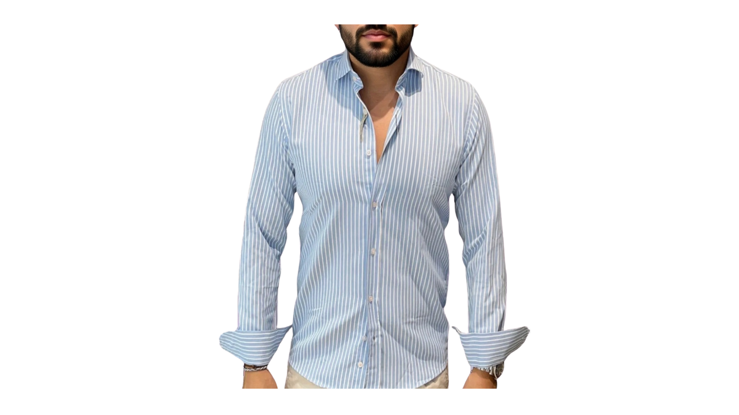 CAMISA DE RAYAS AZUL Y BLANCA