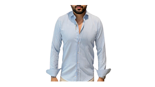 CAMISA DE RAYAS AZUL Y BLANCA