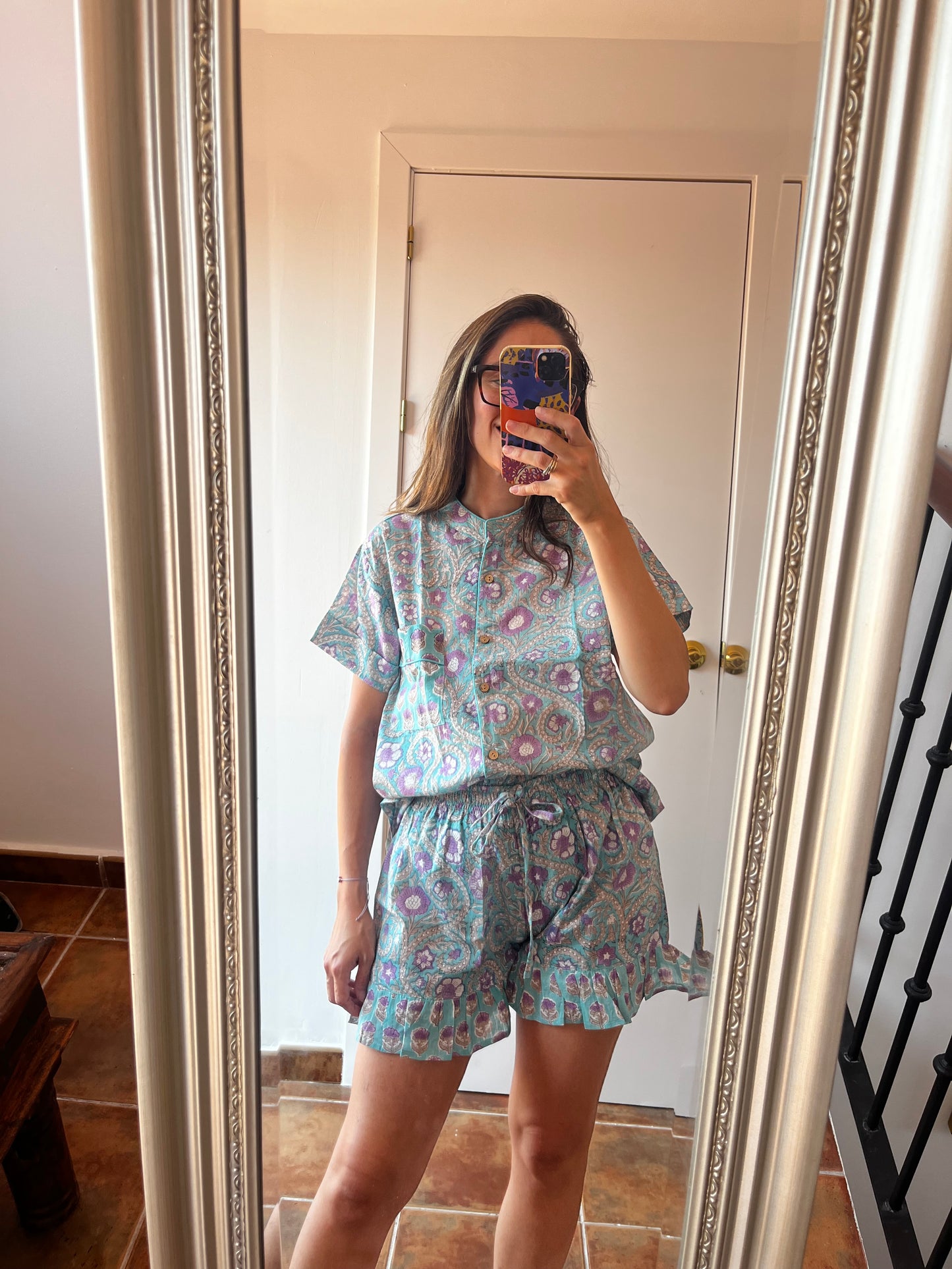 Pijama corto Ariadna turquesa