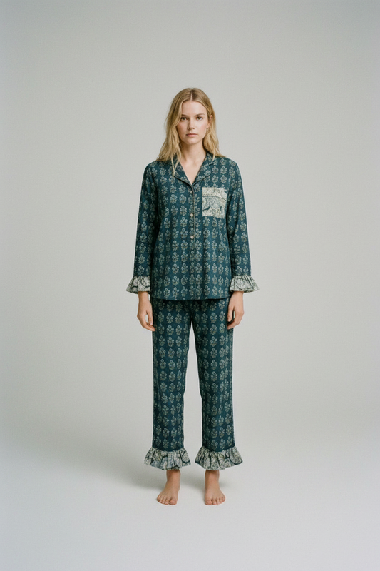 Pijama Largo AZUL MARINO Algodón