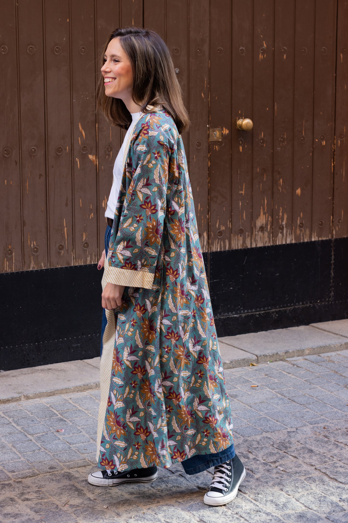 Kimono Estilo Botánico Verde