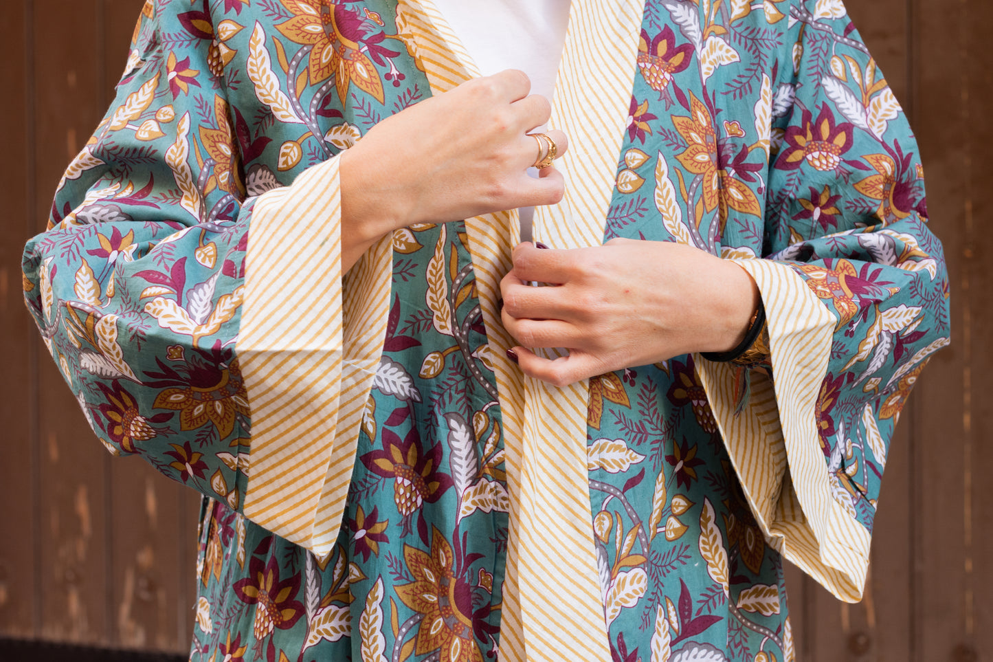 Kimono Estilo Botánico Verde