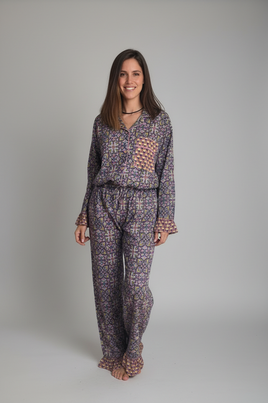Pijama Largo MORADO Algodón